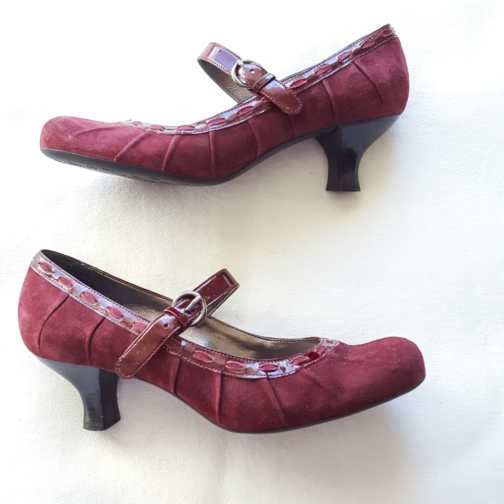 Franco Sarto Burgundy Suede Mary Jane Heels - Picture 3 of 7